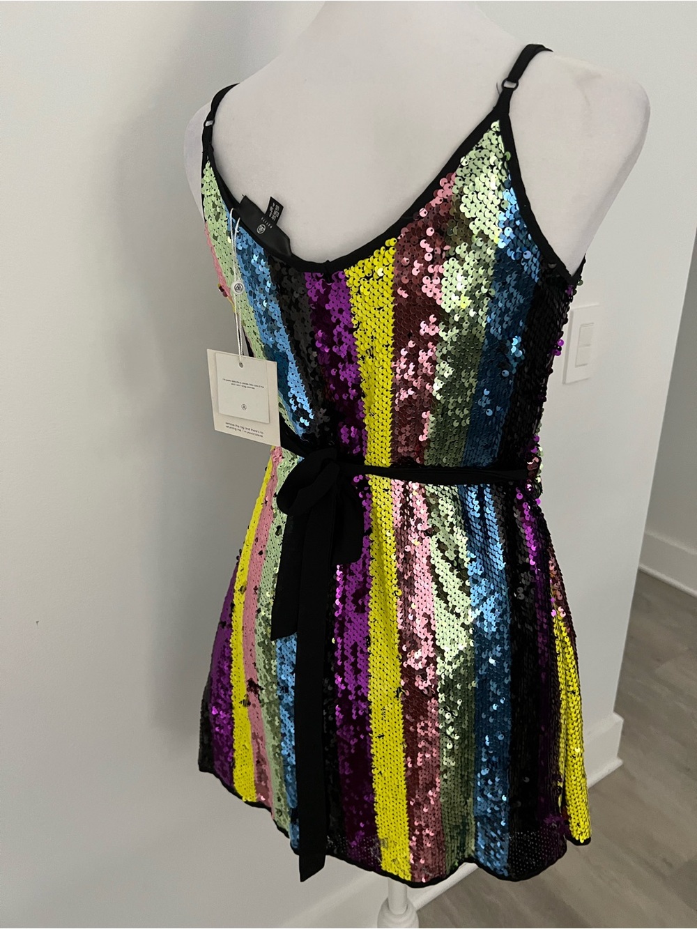 Missguided Multicolor Sequin Striped Slip Dress - Picture 3 of 5